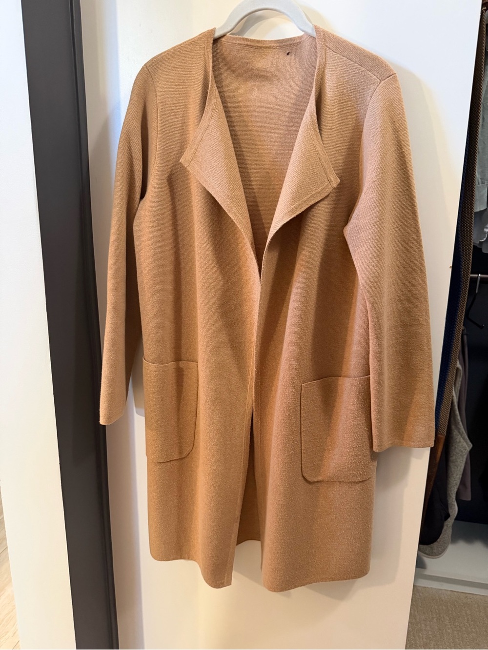 J. Crew Camel Open-Front Long Cardigan Coat